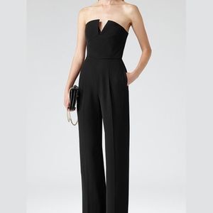 Reiss Black Strapless Jumpsuit